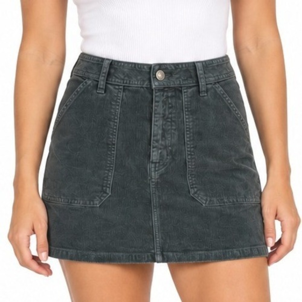 American Eagle Real Good Corduroy Mini Skirt Womens 10 Dark Gray Stretch Casual